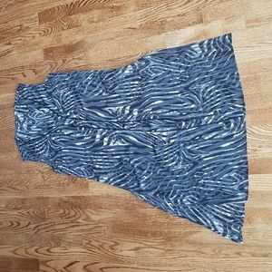 (S) Signature Collection Animal Print Button Down Dress Flowy Side Slits Sheer